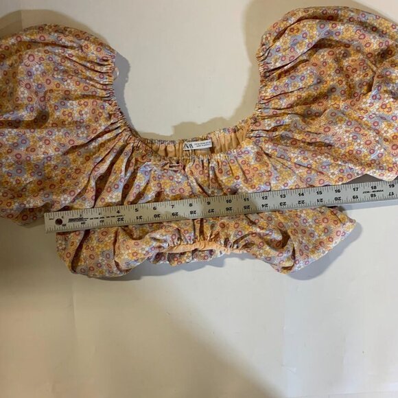 Zara Women's Floral Off the Shoulder Satin Effect Crop Top Size M NWT - Picture 11 of 14